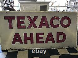 Large Vintage Texaco Gasoline Motor Oil porcelain Metal Sign 4x8 gas station old