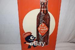 Large Vintage c. 1940 Orange Crush Crushy Soda Pop Bottle 47 Embossed Metal Sign
