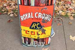 Large Vintage c. 1950 RC Royal Crown Cola Soda Pop Bottle 59 Embossed Metal Sign