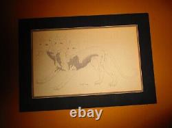Large, matted, vintage signed 1 of 1 technical pencil on paper Cerebus art piece