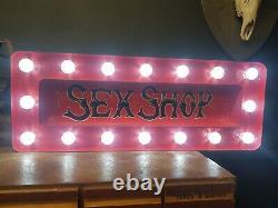 Light up vintage style Painted Sign Tattoo Fairground Circus sexshop peepshow