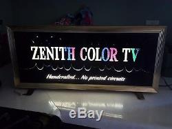 Lighted Rare Zenith Color TV Sign Vintage