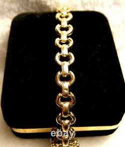 Lovely Vintage Signed 14k Italy Wide Bridle Bit Link Solid Yellow Gold Bracelet