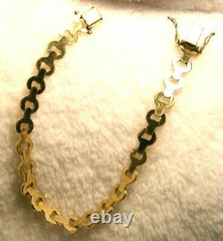 Lovely Vintage Signed 14k Italy Wide Bridle Bit Link Solid Yellow Gold Bracelet