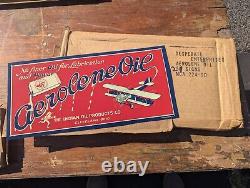 MAKE OFFER! Vintage Aerolene Indian Oil Metal Sign Airplane Gas NOS WithWax Paper