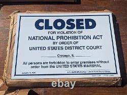 MAKE OFFER! Vintage National PROHIBITION Alcohol Metal Sign NOS WithWax Paper