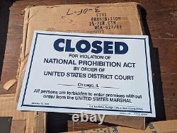 MAKE OFFER! Vintage National PROHIBITION Alcohol Metal Sign NOS WithWax Paper