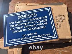 MAKE OFFER! Vintage Warning Employee Drinking Alcohol Tin Sign NOS WithWax Paper