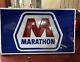 Marathon Sign Gas Oil Panel With White Aluminum Frame All-original Vintage