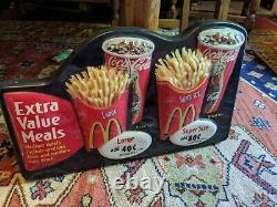 Mcdonald's Advertising Sign 3-d Extra Value Meals Super Size Fries Coke Vtg Rare