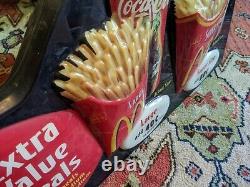 Mcdonald's Advertising Sign 3-d Extra Value Meals Super Size Fries Coke Vtg Rare