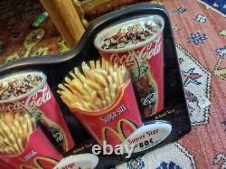 Mcdonald's Advertising Sign 3-d Extra Value Meals Super Size Fries Coke Vtg Rare