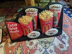 Mcdonald's Advertising Sign 3-d Extra Value Meals Super Size Fries Coke Vtg Rare