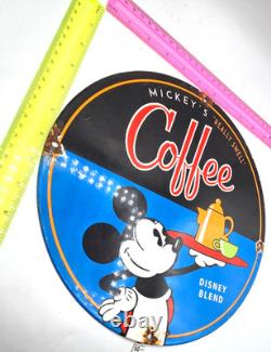 Mickey's Vintage 12 Flat Genuine Porcelain Sign Pump Plate Gas Station Oil
