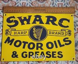 Mint Porcelain Swarc Motor Oils And Grease Sign Vintage Clean