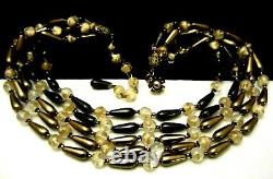 Miriam Haskell Necklace 50's Vintage 18 Signed Art Glass Crystal Bead A38
