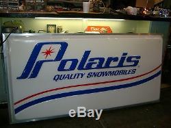 NOS OEM POLARIS DEALER LIGHTED DOUBLE SIDED SNOWMOBILE SIGN VINTAGE 6' x 3' TX