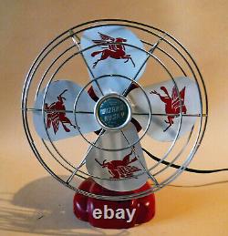 NOS Rare Vintage Mobil Oil Pegasus Wizard Husky 8 Electric Fan Working # 6J2400