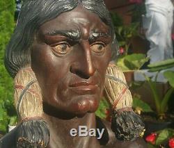 NYC CIGAR STORE INDIAN statue vtg tobacco antique american folk art sign sioux