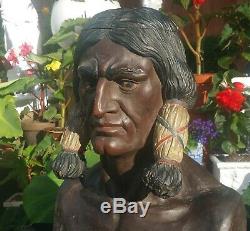 NYC CIGAR STORE INDIAN statue vtg tobacco antique american folk art sign sioux