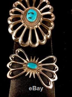 Native American Vintage Sterling Silver Concho Belt Old Pawn Signed