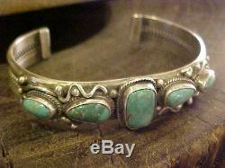 Navajo Vintage Turquoise sterling silver cuff bracelet signed JB