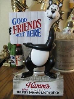 New Vtg 1972 Hamm's Beer Bear Good Friends Meet In Motion Bar Sign Pub Statue