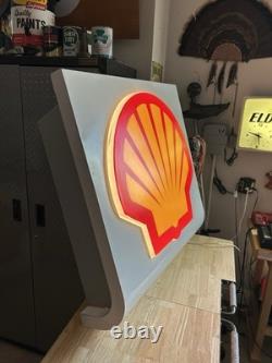 Nice! Vintage Shell 33 Gas Station Light Up Sign All Aluminum Housing