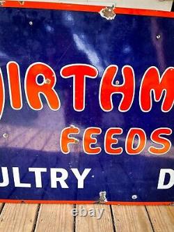 Nice Vintage Wirthmore Feeds Poultry Dairy Cow Grain Feed Farm Porcelain Sign