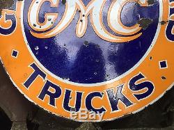 OLD ORIGINAL VinTagE GMC TRUCK General Motors 30 DSP PORCELAIN DEALERSHIP SIGN