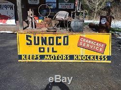 OLD VINTAGE 1939 SUNOCO GAS STATION ADVERTISING SIGN NO PORCELAIN DEALERSHIP OIL