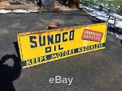 OLD VINTAGE 1939 SUNOCO GAS STATION ADVERTISING SIGN NO PORCELAIN DEALERSHIP OIL