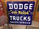 Old Vintage Dodge Job Rated Truck Porcelain Sign Dealership Advertising Neon N