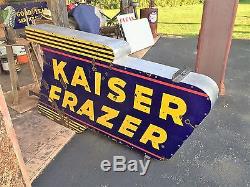 Old Vintage Original Kaiser Frazer Porcelain Neon Dealership Advertising Sign