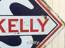 ORIGINAL VinTaGE SKELLY PORCELAIN Gas Oil SERVICE STATION Pump SIGN Large OLD