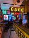 Original Vintage Cafe Double Sided Neon Sign Antique Patina Mancave Restaurant