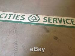 ORIGINAL Vintage Cities SERVICE PORCELAIN sign GAS oil rare 2 piece 13'11 SSP