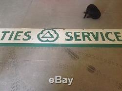 ORIGINAL Vintage Cities SERVICE PORCELAIN sign GAS oil rare 2 piece 13'11 SSP