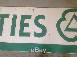 ORIGINAL Vintage Cities SERVICE PORCELAIN sign GAS oil rare 2 piece 13'11 SSP