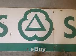 ORIGINAL Vintage Cities SERVICE PORCELAIN sign GAS oil rare 2 piece 13'11 SSP