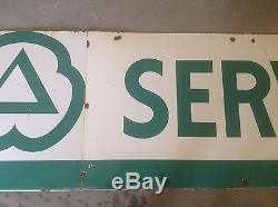 ORIGINAL Vintage Cities SERVICE PORCELAIN sign GAS oil rare 2 piece 13'11 SSP