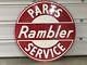 Original Vintage Rambler Parts Service Sign Large Double Sided Porcelain Dealer