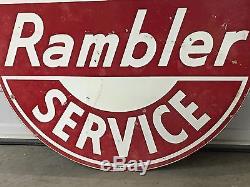 ORIGINAL Vintage RAMBLER PARTS SERVICE Sign LARGE DOUBLE SIDED PORCELAIN Dealer