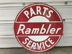ORIGINAL Vintage RAMBLER PARTS SERVICE Sign LARGE DOUBLE SIDED PORCELAIN Dealer