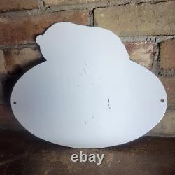 Old Vintage Grizzly Brake Lining Porcelain Gas Station Metal Sign Pump 9 X 12