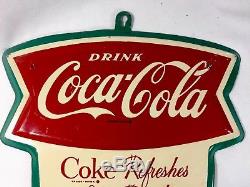 Old Vintage Original Rare Coca Cola Coke Fishtail Calender Sign
