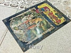 Old Vintage Rare Hindu God Krishna Print Desai Bidi Adv. Iron Tin Sign Board