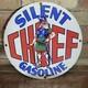 Old Vintage Silent Chief Gasoline Porcelain Gas Pump Heavy Metal Sign 12