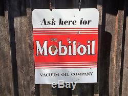 Old Vintage Socony Mobiloil Vacuum Oil Co. Porcelain Gas Advertising Sign Rare