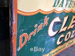 Original 1950's Vintage Cleo Cola Soda Pop Diner Advertising Embossed Sign